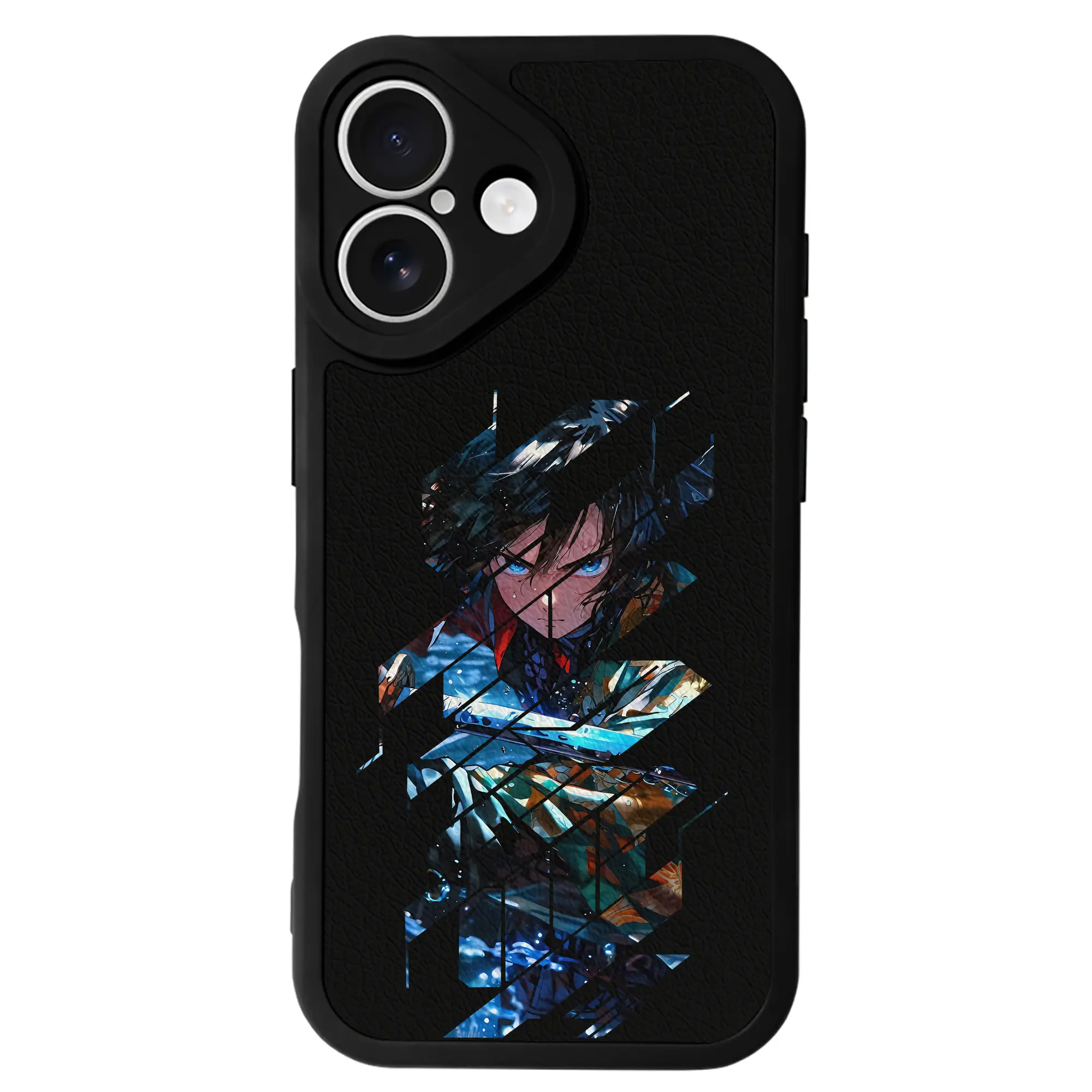 鬼滅の刃 グッズ,冨岡 義勇 - IPhone 16シリーズ対応 ・ シリコンスマホケース ・ レザー調 ・ 高精度フィット ・ 耐衝撃 ・ ワイヤレス充電対応 ・ 精密カット